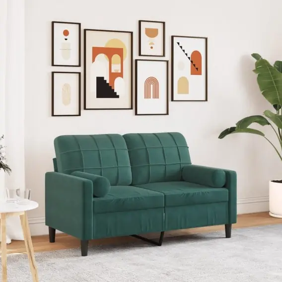 Popularny 2-osobowa sofa z poduszkami, ciemnozielona, 120 cm, aksamit Lumarko! Lumarko! - Hurtownia wielobranżowa Lumarko